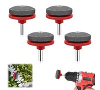 4 Pcs Affûteuse de Tondeuse à Gazon, Aiguiseur Lame Tondeuse, Pierre à Aiguiser Universelle pour Perceuse Électrique et Manuelle, Affûteur Rapide pour Outils de Jardin et Lames Émoussées (Rouge)