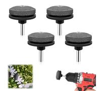 4 Pcs Affûteuse de Tondeuse à Gazon, Aiguiseur Lame Tondeuse, Pierre à Aiguiser Universelle pour Perceuse Électrique et Manuelle, Affûteur Rapide pour Outils de Jardin et Lames Émoussées (Noir)