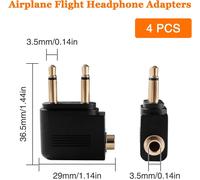 4 Pcs Airplane Adapter For 3.5mm Pure Copper Jack Plug,Airline Headphone Adapters,Airline Headphone Adapters,Airplane Earphone Adapters,Gold Plated