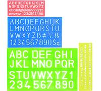 4 Pcs Alphabet Letter Stencil, Number & Letter Stencil Pochoirs numériques réutilisables Règle en plastique pour modèle de dessin pour enfants Peinture apprentissage DIY (Couleurs assorties)