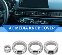 4 Pcs Anneau de Couvercle du Bouton dede Démarrage du Moteur du Climatiseur Compatible pour Honda Civic 2022, Alliage D'Aluminium Robuste Tonalité Argentée.