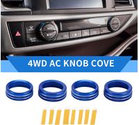 4 Pcs Anneau de Couvercle du Bouton dede Démarrage du Moteur du Climatiseur Compatible Pour Toyota Tacoma 2016-2023, Alliage D'Aluminium Robuste Bleu.