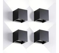 4 Pcs Applique Murale Exterieur/Interieur LED Lampe Murale Extérieures Moderne Noir 20W 6500K Lumière Froide IP65 étanche applique carré aluminium angle de faisceau réglable