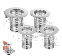 4 Pcs Attrape Cheveux Douches, Filtre Cheveux Douche, Filtre Lavabo, Crépine de Bonde de Baignoire/évier en Acier Inoxydable pour Receveur de Douche/évier de Cuisine (3 Tailles)