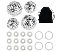 4 Pcs Balles Magnétiques Acupressure + 16 Pcs Aanneaux de Massage pour les Doigts, Balle de Massage Magnétiques, Boules D'acupression Magnétiques pour Soulager le Stress le Massages