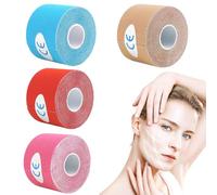 4 Pcs Bande de Lifting Raffermissement Face Lift Tape Face Lifting Patch Anti Rides VisagePatch Anti-Rides Face Lift Patchs pour Raffermir la Peau Lifting Visage Face Tape 2.5cm x 5m