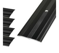4 Pcs Bandes de Seuil de Porte en Aluminium, Barre de Transition de Sol de 6 cm de large, Séparateur Plat for le Traitement des Joints de Sol(Black,47x2.4inch/120x6cm)