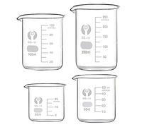 4 pcs Bécher verre Bécher 25 ml 50 ml 100 ml 250 ml Bécher gradué Bécher en verre Borosilicate pour laboratoire