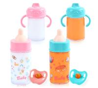 4 pcs Biberon Magique et 2 pcs Tétine Poupée, Accessoires pour Poupées, New Born Baby Bouteille Magique, Biberon à Lait Magique Biberon de Poupée, Cadeaux pour Enfants de Plus de 3 Ans