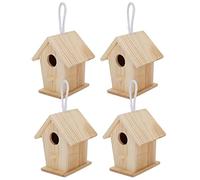 4 PCS Birdhouse Innovative Bird Nests, Premium Platane Wood Suspendu Bird House pour Les Oiseaux Repos et Vivant, Texture Douce, Fabrication Exquise, Résistant à l'humidité, Longue