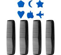 4 Pcs Black Comb Set for Men Women Small Professional Plastic Comb Fine Teeth
