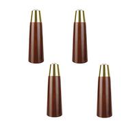 4 Pcs Black Wooden Furniture Legs with Brass Nordic Base Conical Design for Sofa Dining Table Coffee Table Chair Cabinet Various Sizes (Walnut 12cm)