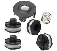 4 Pcs Bobines de Fil de Rechange，1 couvercles de bobine，1 ressort .Compatibles avec les coupe-bordures sans fil Makita Akkusense 18V DUR181、DUR181Z ，DUR181RF.