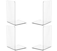4 Pcs Book Holders Practical Bookends Shelf Stoppers Acrylic Decorative for School Home Office Acrylic Clear End Holders Support