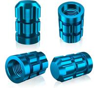 4 Pcs Bouchon de Valve Voiture pour Audi A1 A2 A3 A4 A5 A6 A7 A8, Cache Valve Pneu en Métal Anti Fuite Haute Résistance Accessoires,L-Blue/B