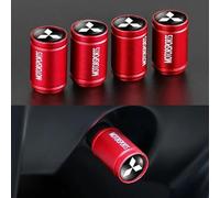 4 Pcs Bouchon Valve Pneu Voiture pour Outlander Pajero ASX Colt Evolution L200 Triton RALLIART, Aluminium Capuchon Antipoussière Une Pression Stable des Pneus,Red