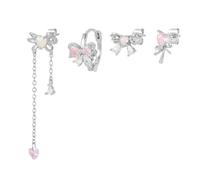 4 pcs boucles d'oreilles de pote à arc rose pour femmes noeud moutons de nœuds amour charmes de coeur