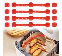 4 Pcs Boucles Magnétiques En Silicone Pour Papier Cuisson Friteuse À Air, Attaches Papier Sulfurisé Résistantes À La Chaleur, Évitent Brûlures, Compatible Toutes Friteuses À Air Chaud