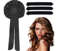 4 pcs Boucles Sans Chaleur, Bonnet en Satin pour Dormir + 3 Bigoudis Pendant la nuit,Bonnet De Nuit Satin, Dormir Bigoudis Cheveux Nuit Heatless Hair Curlers pour Tous les Types de Cheveux