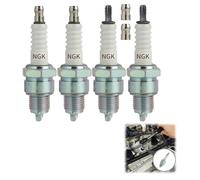 4 Pcs Bougie BP7HS,Bougie D'Allumage BP7HS,Standard BP7HS/5111 pour Moto, Scooter,Cyclomoteurs et Motos Antiparasitées pour Une Performance Moteur Optimisée et Une Ignition Efficace