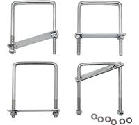 4 Pcs Boulons en U Carrés Acier Inoxydable 304 M8x120x80mm Carré en U Tube avec écrous, plaque de cadre pour Fixation des Tuyaus pour Corde de Boulon