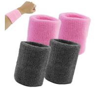 4 Pcs Bracelet Poignet Absorbant de Sport pour Homme & Femme Serre Poignet(Gris et Rose)