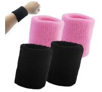 4 Pcs Bracelet Poignet Absorbant de Sport pour Homme & Femme Serre Poignet(Rose et Noir)