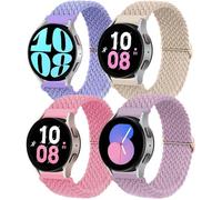 4 Pcs Bracelets Nylon Tressés pour Samsung Galaxy Watch 7/6/5/4/FE 40mm 44mm/Watch 6 Classic 43mm 47mm/5 Pro 45mm/4 Classic 42mm