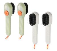 4 PCS Brosse Chaussure avec Distributeur de Savon, Brosse de Nettoyage pour Nettoyant Chaussure et Vêtements, Brosse Menage à Long Manche avec Trou de Suspension, Vert et Blanc
