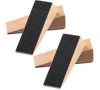 4 Pcs Cale Porte Sol, Butoir Porte en Bois Antidérapant avec Base Caoutchouc, 9x3x2,5cm, Blocage de Porte, Door Stopper, Arrêt de Porte Empilable pour Maisons Bureaux, Tous Surfaces de Sol (Beige)