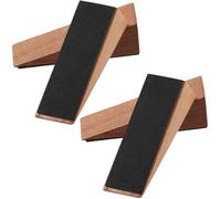 4 Pcs Cale Porte Sol, Butoir Porte en Bois Antidérapant avec Base Caoutchouc, 9x3x2,5cm, Blocage de Porte, Door Stopper, Arrêt de Porte Empilable pour Maisons Bureaux, Tous Surfaces de Sol (Marron)