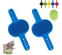 4 PCS Cat Self Groomer, Silicone Cat Brush Combs-With Adjustable Strap Scratching Post Cover Protector for Indoor Cats & Dogs, Cats Massager for Furniture Legs & Corners (Blue-2PCS)
