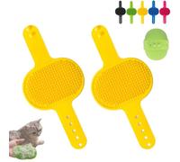 4 PCS Cat Self Groomer, Silicone Cat Brush Combs-With Adjustable Strap Scratching Post Cover Protector for Indoor Cats & Dogs, Cats Massager for Furniture Legs & Corners (Yellow-2PCS)