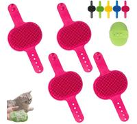4 PCS Cat Self Groomer, Silicone Cat Brush Combs-With Adjustable Strap Scratching Post Cover Protector for Indoor Cats & Dogs, Cats Massager for Furniture Legs & Corners (Red-4PCS)