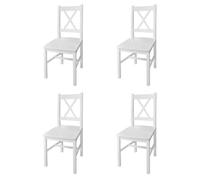 4 pcs Chaise Salle à Manger en Bois Blanc 241511