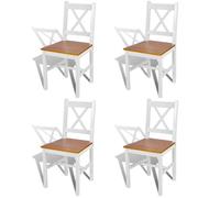 vidaXL 4 pcs Chaise Salle à Manger en Bois Blanc et Naturel