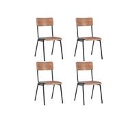 Vidaxl Chaises À Manger Lot De 4 Marron Contreplaqué Solide Et Acier Multicolore