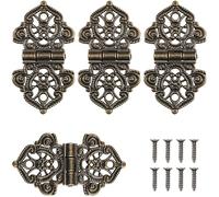 4 PCS Charniere Coffre bois, Petite Charn iere, Charnier e Decorative avec 28 vis Pour la Décoration d'Armoires,de Portes en Bois,de Bibliothèques, 2x1,6cm
