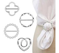 4 PCS Clip de Foulard, Clips pour T-shirts pour Femmes, Boutons en Métal Rond, Clips de Chemise, Boucle de Coin de Vêtements (Argent)
