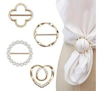 4 PCS Clip de Foulard, Clips pour T-shirts pour Femmes, Boutons en Métal Rond, Clips de Chemise, Boucle de Coin de Vêtements (Or)