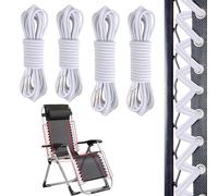 4 Pcs Corde Remplacement élastiques pour Chaise Longue Transat Pliante Inclinable Cordons de Remplacement de Chaise Zéro Gravité Corde de Rechange pour Fauteuil Relax Chaise Longue, Blanc (2.5m+1.4m)