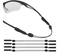 4 Pcs Cordon Lunettes, Adjustable Cordons à Lunettes, Cordon Lunettes de Sport, Résistant à l'eau, Cordon de Lunettes Antidérapant à Bout Rond, Attache Lunettes pour Hommes, Femmes, Enfants, Noir