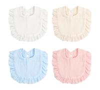 4 Pcs Coton Bavoirs Bébé, Bavoir Baveur Bebe, Bavoir de Dentition Doux et Absorbants, Bavoir Bébé Coton Mousseline, Nouveau-Nés Bavoirs Bandana, Bavoir Imperméable Unisexe pour Bébé de 0-24 Mois (B)