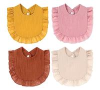 4 Pcs Coton Bavoirs Bébé, Bavoir Baveur Bebe, Bavoir de Dentition Doux et Absorbants, Bavoir Bébé Coton Mousseline, Nouveau-Nés Bavoirs Bandana, Bavoir Imperméable Unisexe pour Bébé de 0-24 Mois (A)