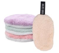 4 Pcs Coton demaquillant lavable,eponge visage,coton demaquillant reutilisable,pads demaquillants lavables double Face, pour Nettoyage du Visage(4 Couleurs)