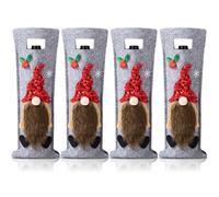 4 PCS Couverture De Bouteille De Vin De Noël,Sac Bouteille Vin De Noël Avec Poignée,Sacs De Bouteille De Cadeau De Noël,Housses De Bouteille De Vin De Noël Réutilisable,Décoration De Noël (C)