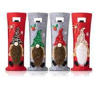 4 PCS Couverture De Bouteille De Vin De Noël,Sac Bouteille Vin De Noël Avec Poignée,Sacs De Bouteille De Cadeau De Noël,Housses De Bouteille De Vin De Noël Réutilisable,Décoration De Noël (A+B+C+D)