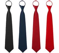 4 Pcs Cravates Homme Pré-nouée en Glissière, Cravate À Glissière Homme Cravate d'Affaires Formelle Cravate de Mariage en Soie Plusieurs Couleurs Cravates pour Mariages Funérailles Cravate de Sécurité