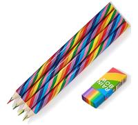 4 pcs Crayon de Couleurs, Crayons de Couleur arc-en-ciel, Envoyez un morceau de gomme, Crayons de Couleur Crayons de Couleurs Outils à dessin Crayon de Couleur Arc en Ciel en Bois