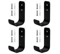 4 Pcs Crochet J Mural Garage Robuste, Noir | Structure métallique solide, grande capacité de charge